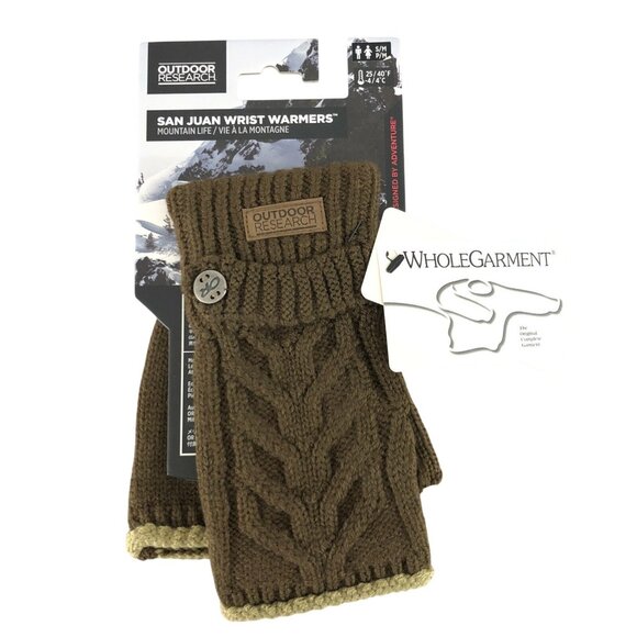 Outdoor Research San Juan Wrist Warmers Wool Blend Cable Knit Brown S/M - Picture 1 of 6